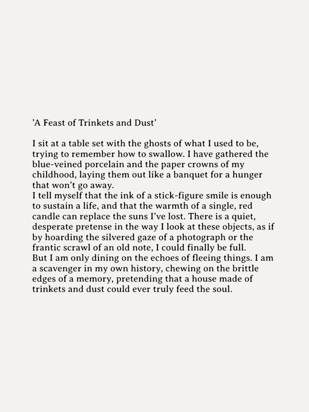 ‘A Feast of Trinkets and Dust’